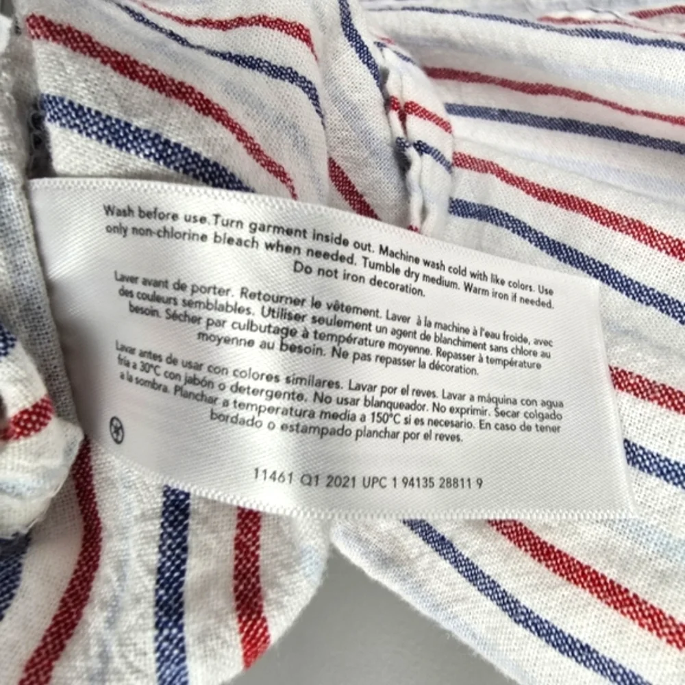 OSHKOAH B'GOSH Stripped Linen Summer Midi Dress Red White & Blue Girls‎ Size 8A